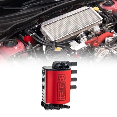 IAG Performance Air Oil Separator AOS for Subaru WRX 2008-14 STi 08-21 - Red - Image 1 of 4
