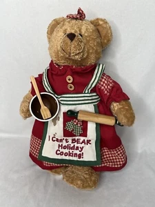 Peluche 14" Marrone Mamma Orso di Natale Cuore Tenero "Non Posso ORSO Cucina Vacanze" - Foto 1 di 11