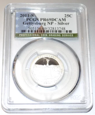 2011-S PCGS PR69DCAM Gettysburg NP Silver Quarter Proof America the Beautiful - Image 1 of 4