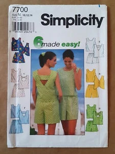 SIMPLICITY PATTERN - 7700 LADIES TOP CROSS-OVER BACK BOW BAND SHORTS 10-14 UNCUT - Picture 1 of 2