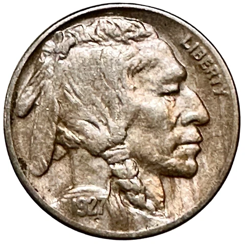 1927-s Buffalo Nickel, AU/BU Slider, Good Strike, Nicely Toned, Semi Key Date Cover