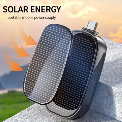 1200mAh Mini Solar Power Bank Portable Charger TYPE-C for iphone Mobile Phone - Image 1 of 4