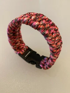 Paracord 550 Survival Trilobiten Armband Handarbeit rosa schwarz grau Camouflage 8" - Bild 1 von 4