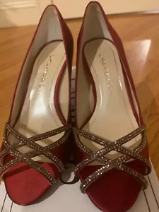 Caparros Eliza Peep Toe Pumps Heels Garnet Satin 6.5 M. - Picture 1 of 5