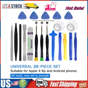 Kit de herramientas de reparación de teléfonos celulares 20 en 1 palanca de apertura de teléfonos móviles juego de destornilladores EE. UU. - Imagen 1 de 9