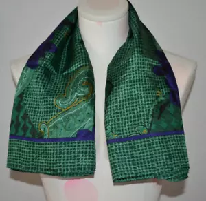 Christian Dior Silk Scarf GREEN BLUE Floral Print Vintage From Korea 30" x 30" - Picture 1 of 6