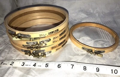 Lot 6 Vintage 6” 1 5” Round Wooden Embroidery Needlework Cross-Stitch Hoops NEW - Image 1 of 4