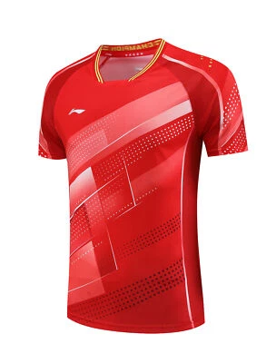 Camiseta Adulto Infantil Li-Ning Esportes Manga Curta Roupas de Tênis Badminton Usar - Imagem 1 de 4