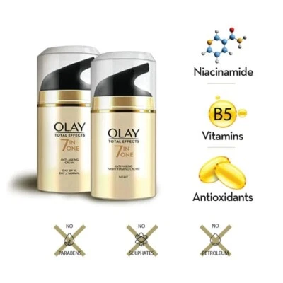 Olay efectos totales 7 en uno crema de día antienvejecimiento normal 50 g / crema de noche 50 g Foto 1 de 2