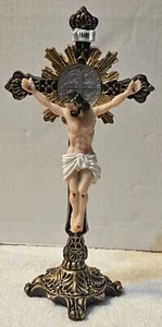 JESUS ON CROSS CROWN OF THORNS GOD RELIGION RELIGIOUS FIGURINE - Picture 1 of 4