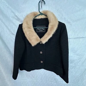 Rizik Bros. Washington, Beautiful vintage cropped jacket with mink collar. Sz M - Picture 1 of 7