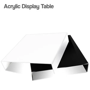 LSP 9.5" Photography Studio White/Black Acrylic Riser Reflective Display Table - Picture 1 of 5