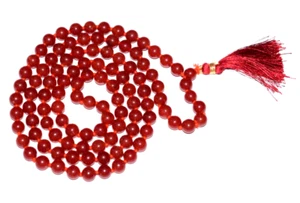 Ruby Corundum Smooth Gemstone Round 9 mm 108 Beads Prayer Guru Hand Japa Mala - Picture 1 of 9