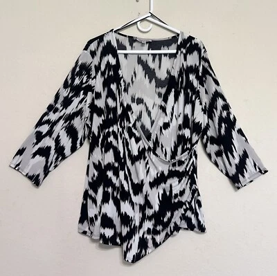 Jennifer Lopez Top Women’s Size 2X Tie Dye Print Stretchy V- Necked Blouse - Image 1 of 4