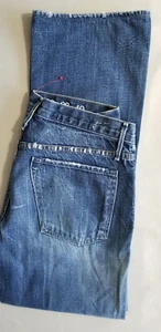 EARNEST SEWN Men Bootcut Handcrafted USA Cotton Denim Jean - 33x30 Distress Blue - Picture 1 of 5