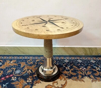 Decorrative wooden coffee table nautical compass directional design bar Table - Image 1 of 4