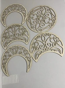 Moon Phase Wall Decor - 5 Pieces Unfinished Wood color - Picture 1 of 1