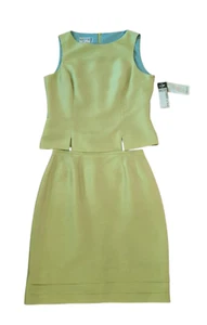 Conjunto de blusa y falda de seda para mujer Kasper ASL verde lima elegante genial talla 6 - Imagen 1 de 2