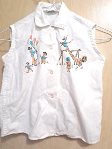 Lil' Preston Girl Blouse Size 6 Vtg Sleeveless Playing Children - Picture 1 of 5