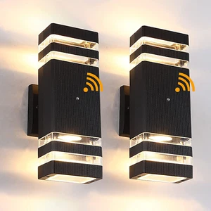 Dusk to Dawn Outdoor wall Lantern 2 Pack Aluminum Light Fixture With 4 LED Bulbs - Picture 1 of 7