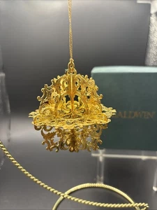 Vintage 1997 Baldwin Lancaster Snowflake Ornament 24kt Gold Over Brass 3D W/ Box - Picture 1 of 8