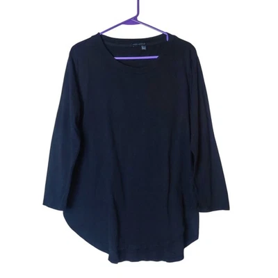 Fresh Produce Catalina Slub Algodón Manga 3/4 Negro Top Mediano Minimalista Básico Foto 1 de 4