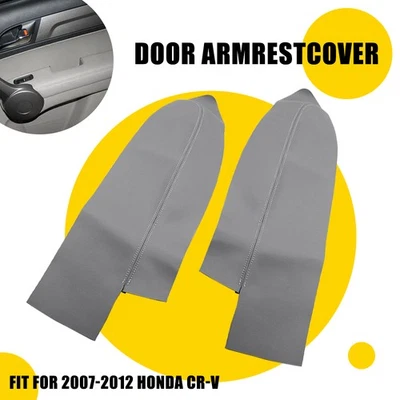 Gray Front Door Armrest Panels Cover Leather For 2007 2008-2012 Honda CR-V CRV - Image 1 of 4