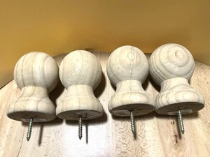 4- New Waddell Large Ball Post Tops. Unfinished Pine. Fits 4” Post. 3” Across. - Picture 1 of 7