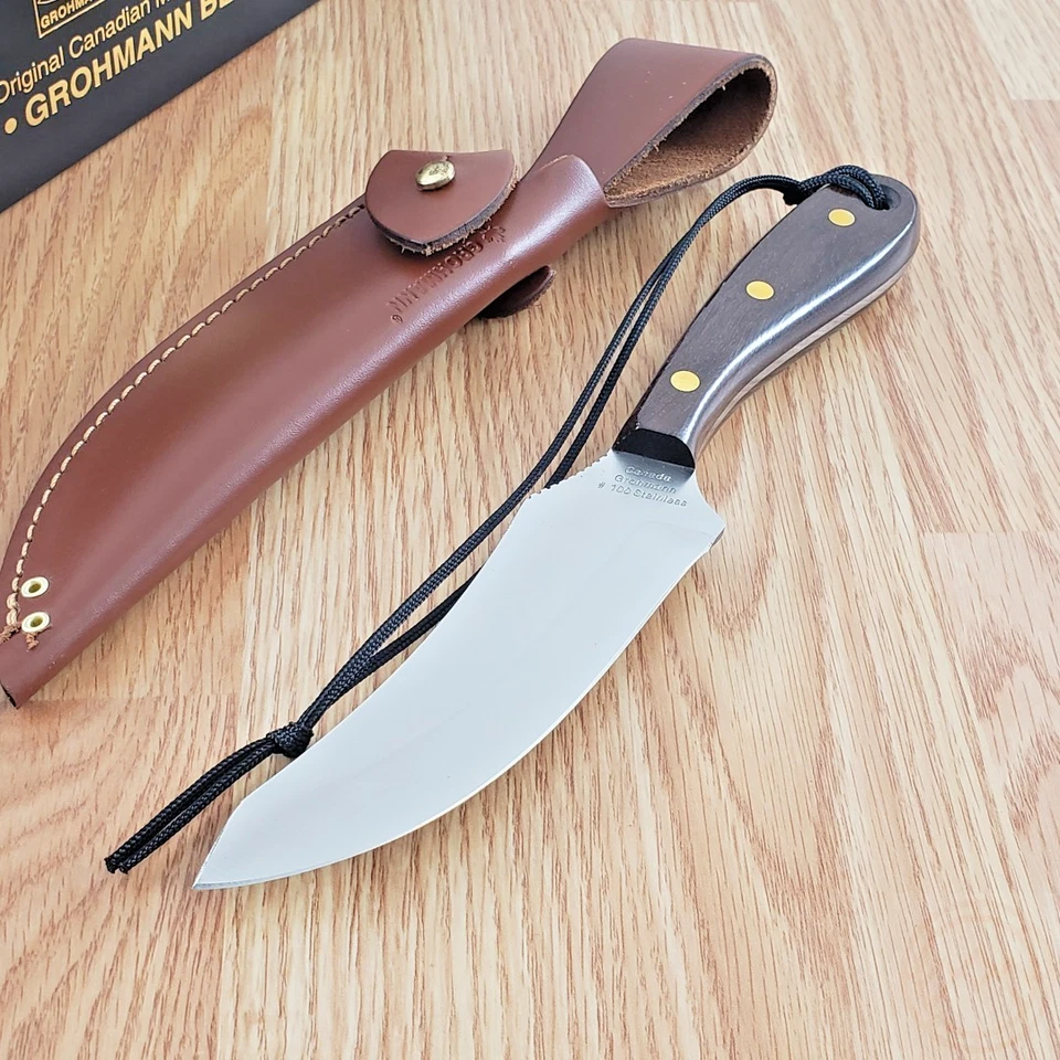 Grohmann R100s Rosewood Large Skinner Stainless Steel Fixed Blade Knife