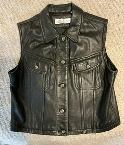 Valerie Steven’s Lederweste schwarz Gr. 12 Taschen gefüttert Biker selten - Bild 1 von 6