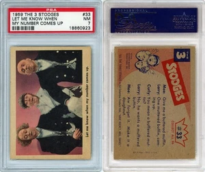 1959 Fleer 3 Three Stooges Card #33 Gray Back PSA 7 – “Let Me Know When" - Picture 1 of 3