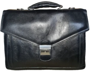 Italienische Echtleder Aktentasche / Arbeitstasche / Businesstasche / Ordner - schwarz - Bild 1 von 11