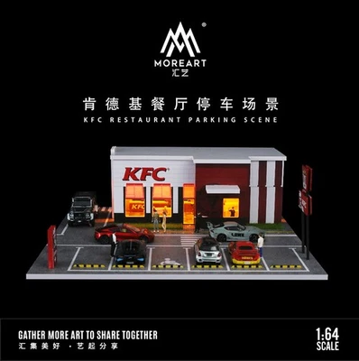 MoreArt 1/64 Diorama Car Parking Lot Model LED Lighting KFC Scene Model - Image 1 of 3
