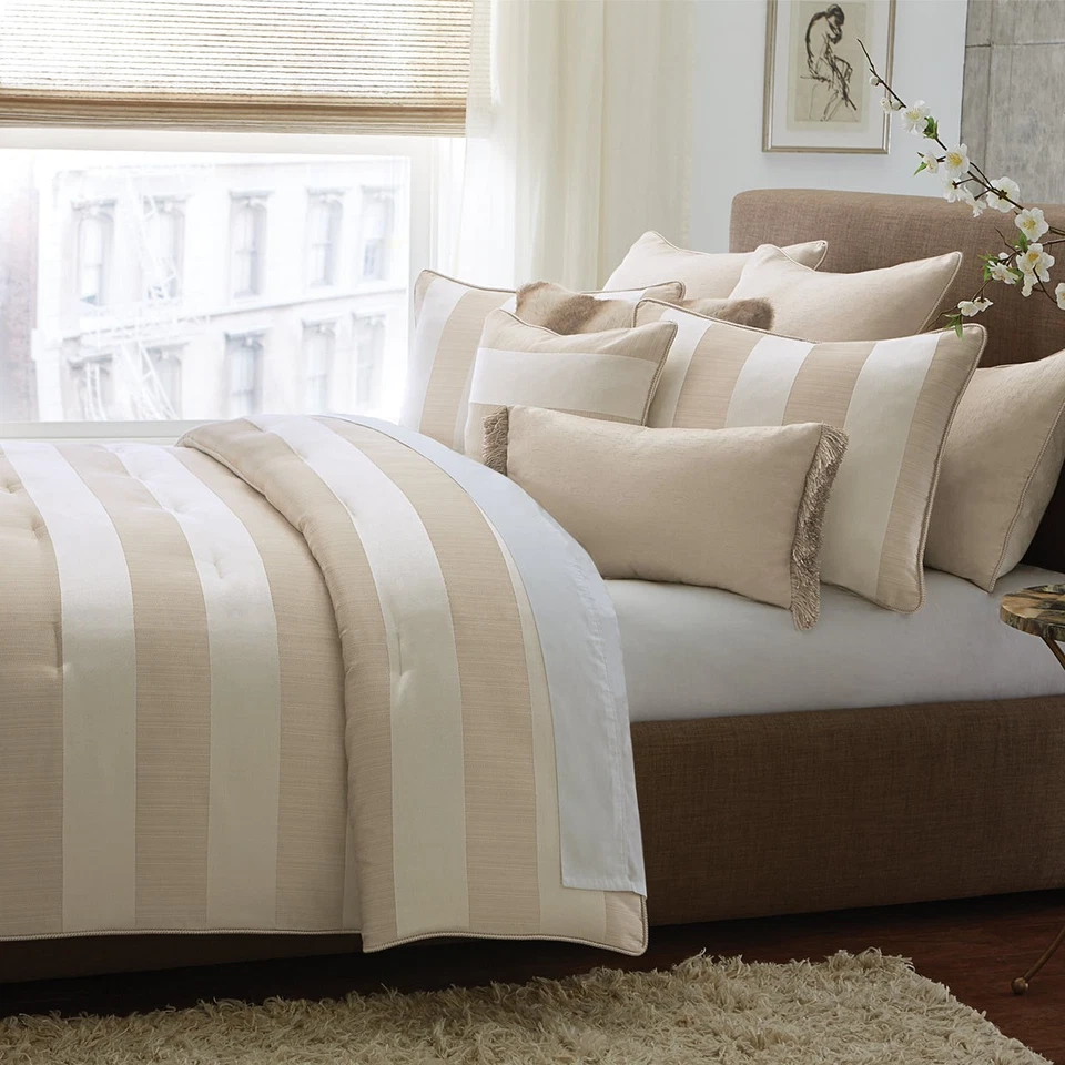 AICO Furniture - Amalfi 9 Piece Queen Comforter Set, Sand - BCS-QS09-AMLFI-SND - Image 1 of 1