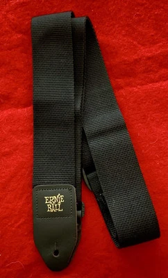 Ремешок для гитары Ernie Ball оригинальный золотой логотип натуральная кожа концы туз стиль черный - Изображение 1 из 2