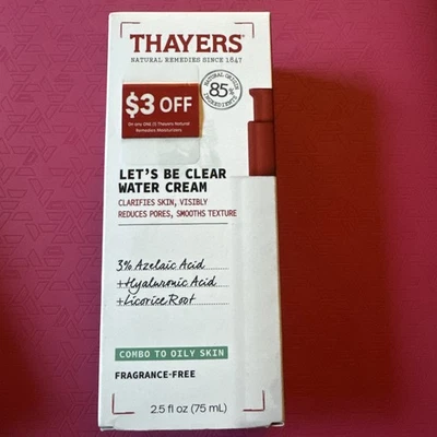 Crema de agua transparente Thayers Let's Be 2,5 fl oz para piel grasa combinada Foto 1 de 4