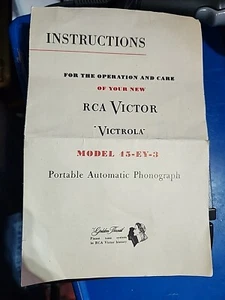 Vtg RCA Victor Victrola A-101 Console Record Player Original MANUAL ONLY - Picture 1 of 4