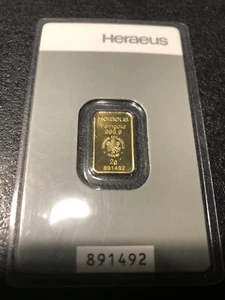 Rare Hologram 2gram Gold Bar 999.9 Fine Gold Bullion Argor-Heraeus - Zdjęcie 1 z 2