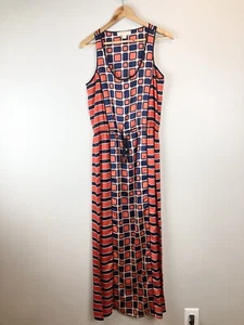 MICHAEL Michael Kors Size M Maxi Dress Red Navy Sleeveless Geometric Print - Picture 1 of 13