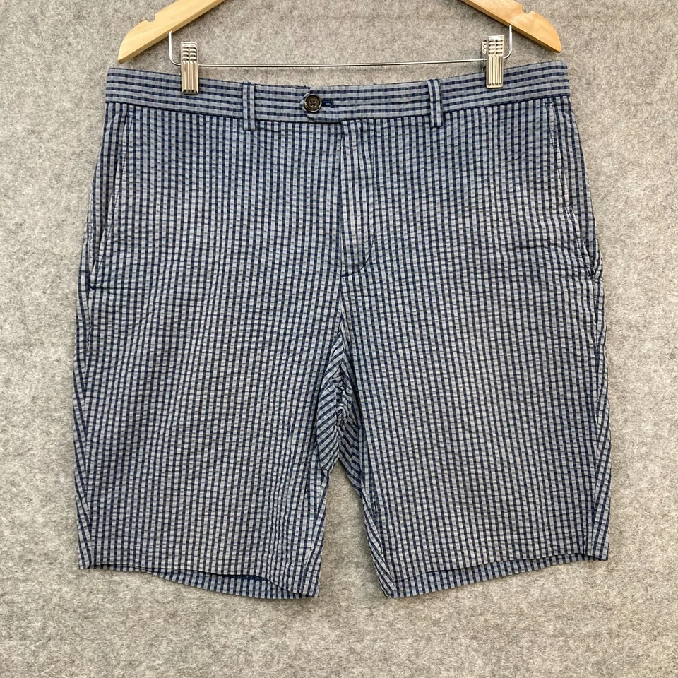 Шорты мужские Banana Republic 34 синие клетчатые с карманами бермудский хлопок 46621 - Изображение 1 из 4