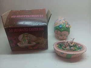 Süßestes kleines rosa Schmuckstück Ostern 3D Ei verziert mit BOX 4"w 🐰🐣🐇🐤🐥 - Bild 1 von 4