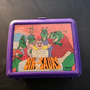 Vintage 1990s Aladdin Disney Dinosaurs Purple Plastic Lunchbox (No Thermos) - Picture 1 of 8