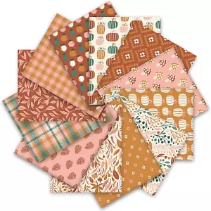 12Pcs Boho Fall Cotton Fabric Bundles 10 X 10 Inch Autumn Fat Quarters Boho Sewi - Picture 1 of 7