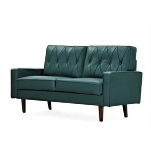 US Pride Furniture Loveseat 57.5" Faux Leather 2-Seater Cushion Back Blue Green - Picture 1 of 3