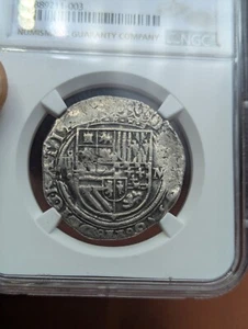 MEXICO Mo O  SPANISH COLONIAL 4 REALES COB PHILIP II  NGC XF-40  Wrong Graded - Picture 1 of 4