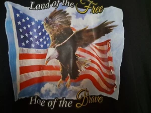 USA SHIRT - PATRIOTIC EAGLE AND FLAG - BLACK LONG SLEEVE - SIZE LARGE - Picture 1 of 2