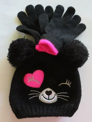 Niñas Bebé - Niño Gato - Gatito Sombrero y Guante Set 100% Acrílico Foto 1 de 3