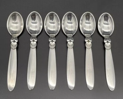 Juego de 6 cucharas Demitasse Georg Jensen Cactus de plata de ley excelente estado sin mono Foto 1 de 4