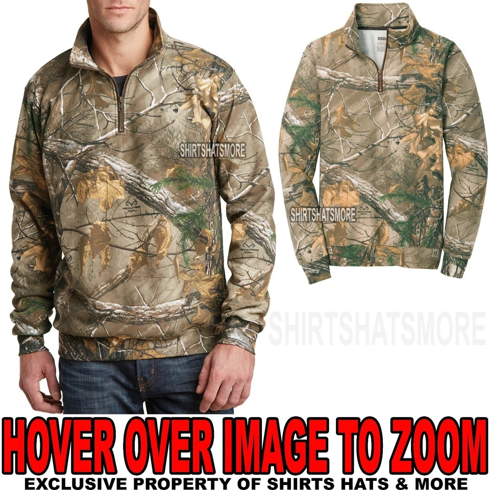 Russell Mens CAMO 1/4 Zip Sweatshirt REALTREE XTRA Hunting S M L XL 2XL 3XL NEW - Image 1 of 1