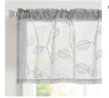 valance  sheer dove gray with leaf design 18 inch x 50 inch Long